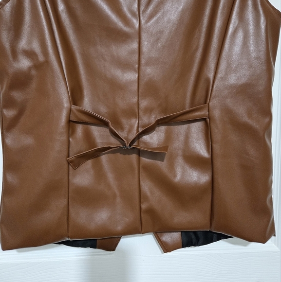 Lars Amadeus Men's Faux Leather Vest Size Large Brown Western Cowboy Motorcycle - Picture 6 of 12